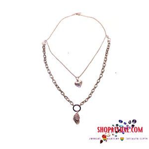 Amethyst Embellished Two Row O Ring Necklace